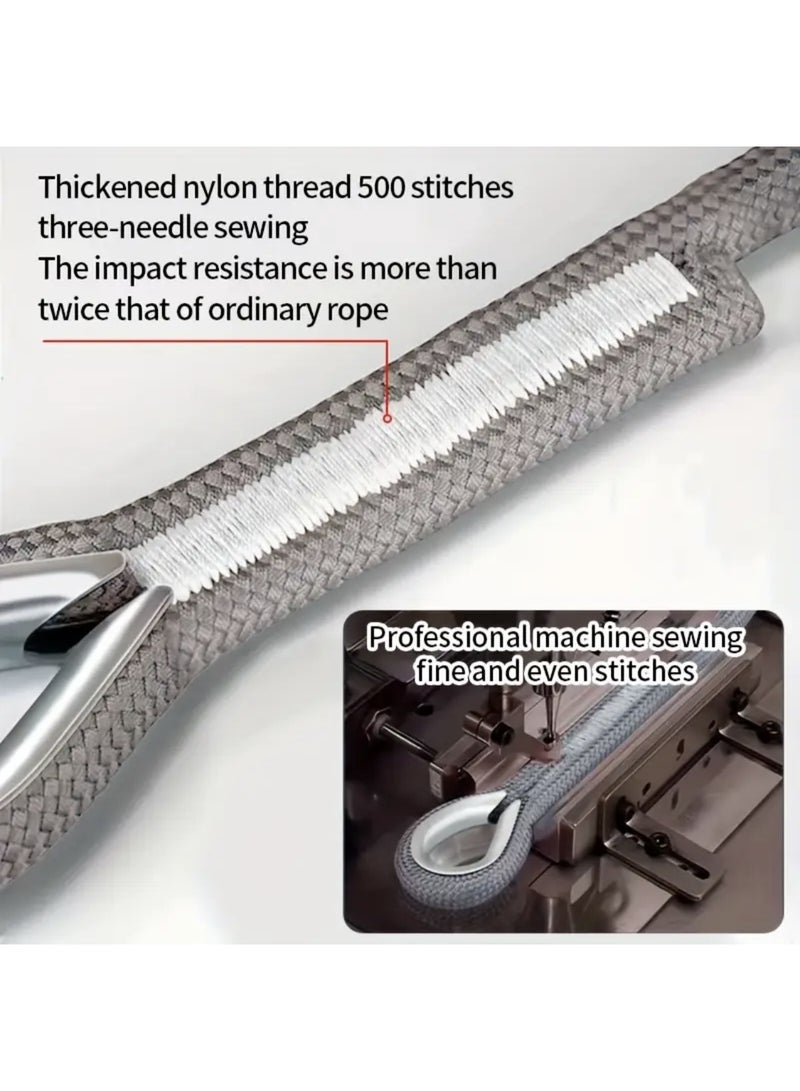 حبل سحب ثقيل بوزن 18 طن و5 أمتار - حبل سحب طارئ للسيارات وسيارات الدفع الرباعي والشاحنات مع خطاف أمان وشريط عاكس - Image 4